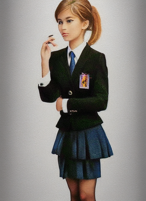 prompthunt: elegant petite rich girl in school uniform. ultra detailed  painting at 16K resolution and epic visuals. epically surreally beautiful  image. amazing effect, image looks crazily crisp as far as it's visual
