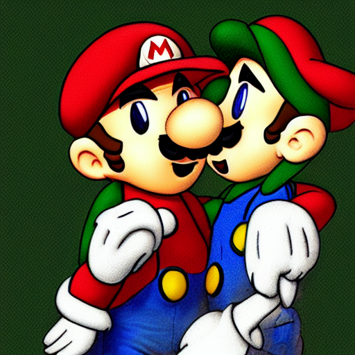 Mario Kissing Luigi
