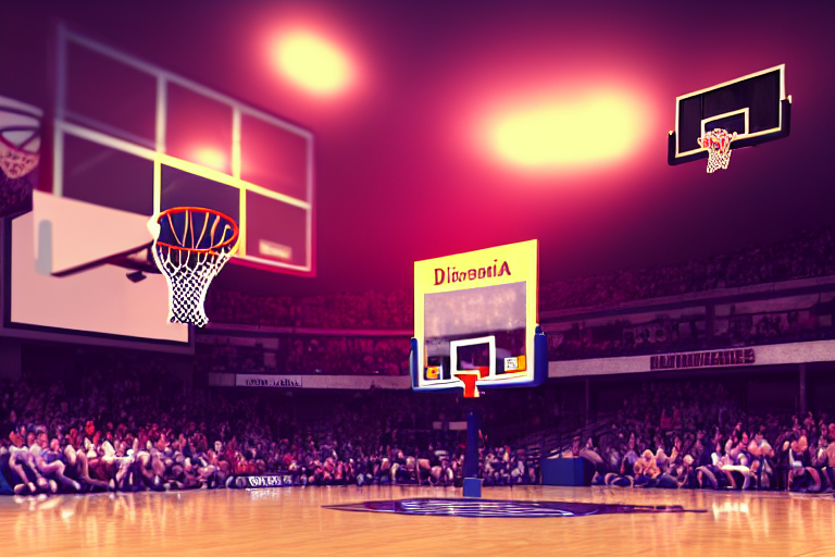 prompthunt diorama of a basketball game, setting is bliss wallpaper