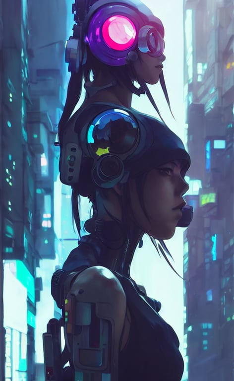 cyberpunk anime girl mech, cyberpunk accessory, side, Stable Diffusion