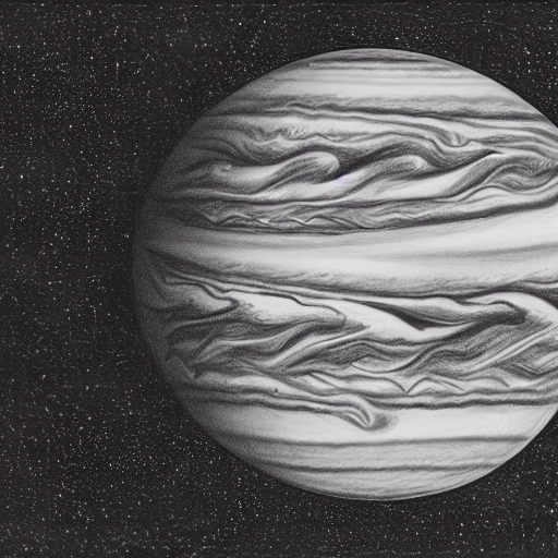 a pencil drawing of an undiscovered animal on planet Jupiter