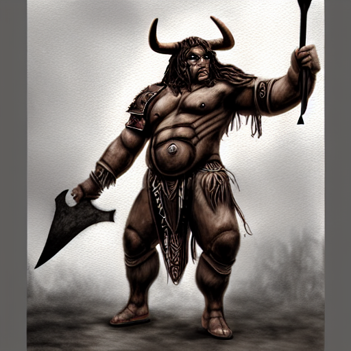 prompthunt: Giant minotaur humanoid warrior with axe, tauren, concept ...