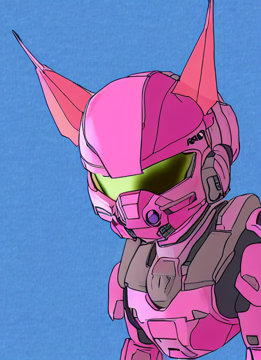 Pink Master Chief from Halo with cat ears and a tail
