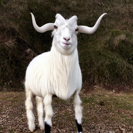 cashmere goat with single horn like a unicorn