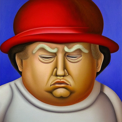 prompthunt Fernando Botero painting of Donald Trump, high definition