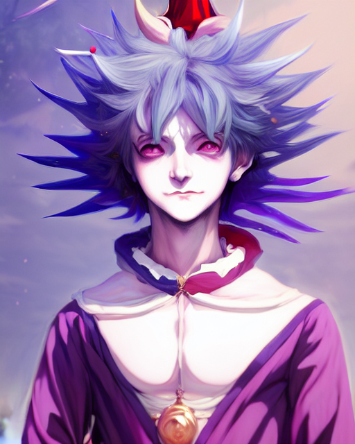 extremely attractive soft feminine male as a jester anime character screenshot, nagito komaeda and hisoka jester, anime feminine male fool, intricate, sharp focus, illustration, highly detailed, digital painting, cell shaded, concept art, matte, art by ilya kuvshinov and kyoto animation and wlop, ruan jia, greg rutkowski, studio quality