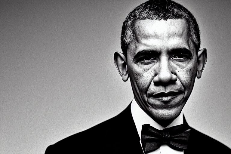 a highly detailed cinematic headshot portrait photograph of obama in a bow tie, ultra realistic, depth, beautiful lighting, by richard avedon and annie leibovitz and arnold newman, photorealistic, hyperrealistic, octane, epic composition, hasselblad camera, 5 0 mm, sharp focus, kodak tri - x 3 5 mm, masterpiece