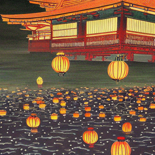 prompthunt: a beautiful painting of the lantern festival in old kyoto
