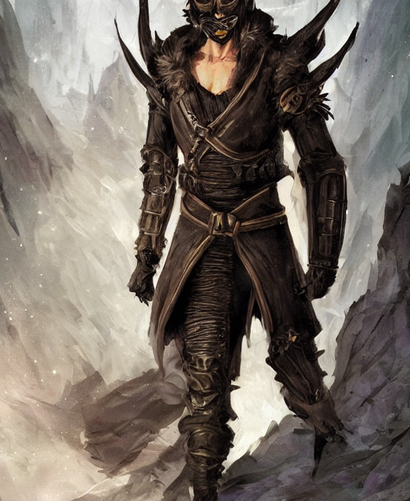 humanoid male catfolk rogue, wearing leather armor, magic the gathering, fantasy