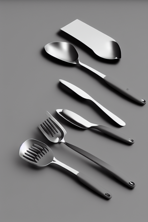 prompthunt: Iconic Braun utensils set designed Dieter Rams, 3D render