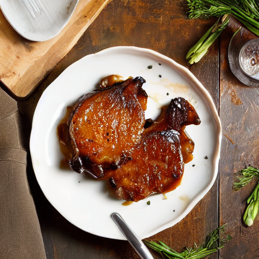 prompthunt caramelized pork chops, professional food photography