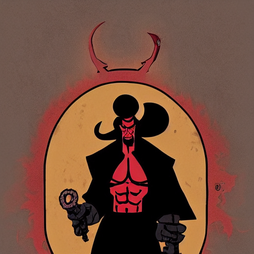 prompthunt: hellboy, demon with horns in a trenchcoat, by mike mignola comic,  artstation