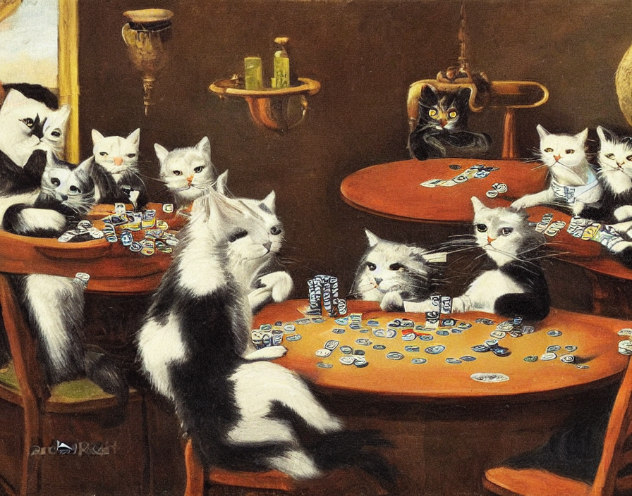 prompthunt cats playing poker by cassius marcellus coolidge