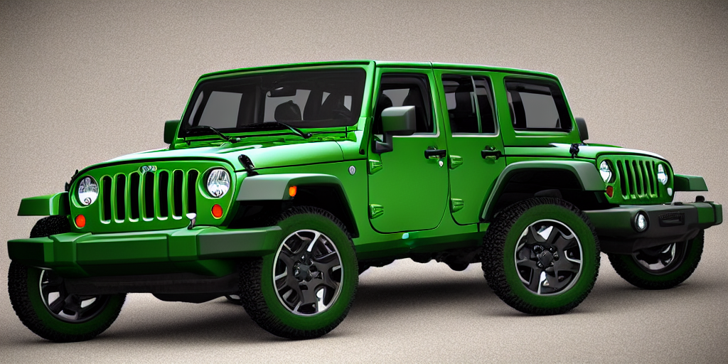 prompthunt: Green Jeep Wrangler black background, 3D Render, Hyper Detailed