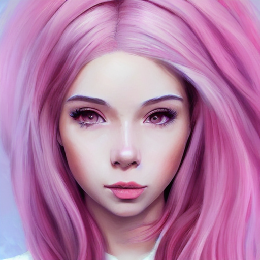 prompthunt: belle delphine with pastel pink hair and shiny brown eyes ...
