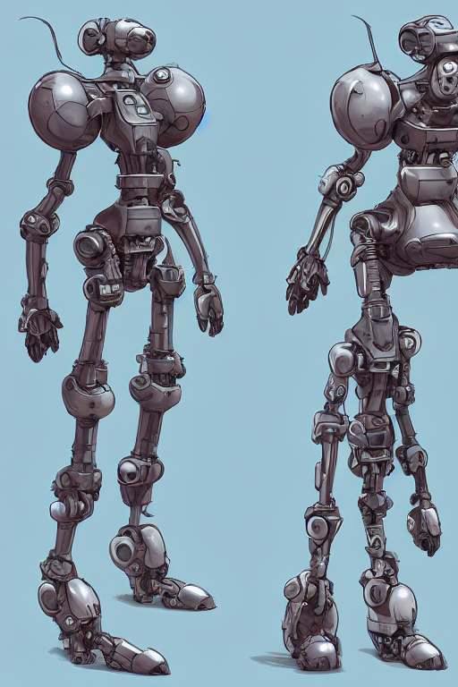 prompthunt: cute badass robot type character by ghibli studio, ultra  detailed, cell shading by josan gonzalez and tyler edlin, concept art  ,reference sheet, front and side view, poses,