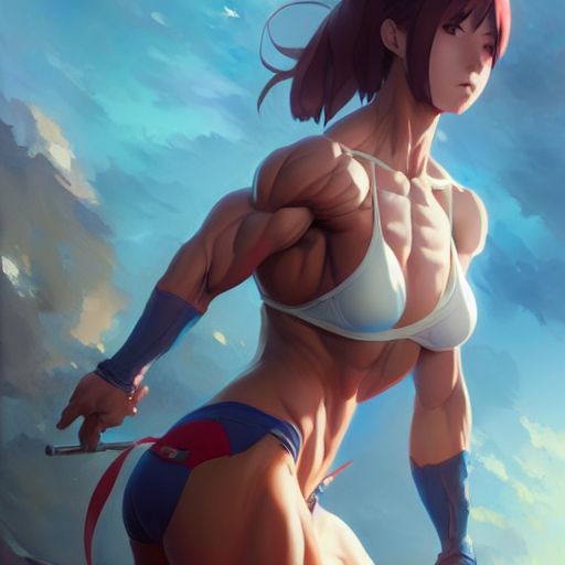 prompthunt: anime girl with muscles, highly detailed, muscular, digital  art, pixiv fanbox, artstation, by greg rutkowski, wlop, miyazaki hayao