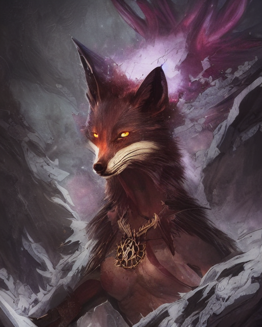 prompthunt Dark Fox Trickster, portrait, magic the gathering artwork