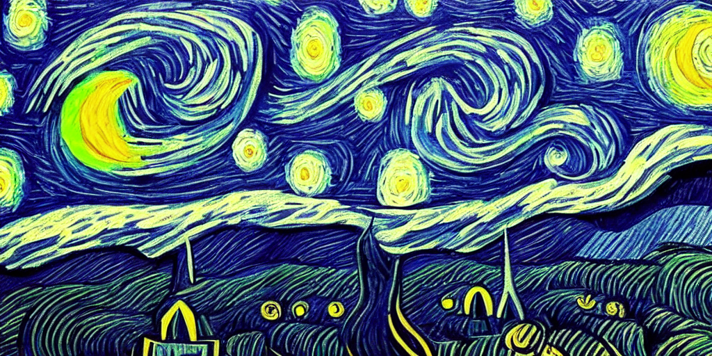 prompthunt: starry night but designed by pablo picasso painting