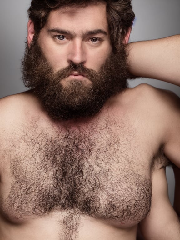 prompthunt: sexy man with dad bod, beard, and hairy chest, 8k resolution
