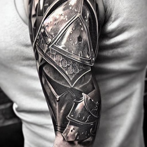 prompthunt A knight in armor, tattoo, tattoo art, Black and grey