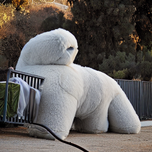 prompthunt: LOS ANGELES CA, JAN 8 2010: One of the most huge fluffy  huggable creatures that emerged from the opening of the hellmouth.