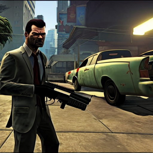A promo screenshot from Max Payne 4: The Flight of Max, Stable Diffusion
