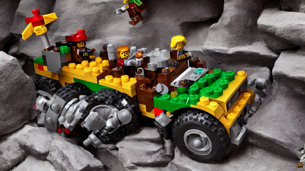 prompthunt lego rock raiders vehicle in a cave adventurous 2000s