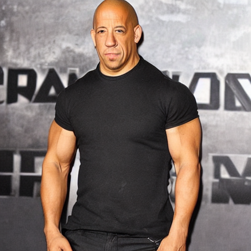 Vin Diesel doing the Rock raising eyebrow meme, Stable Diffusion