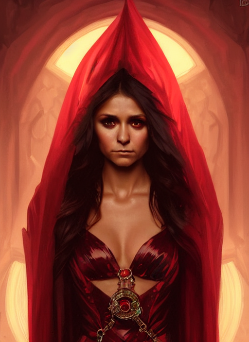 prompthunt: portrait of nina dobrev as a sultry vampire queen, jewelry,  greek, ruby, intricate, headshot, highly detailed, digital painting,  artstation, concept art, sharp focus, cinematic lighting, illustration, art  by artgerm and greg