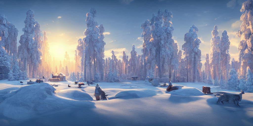 prompthunt: a 4 k beautiful scene in the middle of the winter in lapland  with morning light dslr detailed digital art by ivan shishkin and anton  fadeev 4 k hd realism rendered