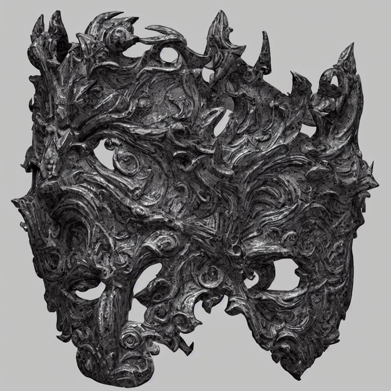 prompthunt: an ominous dark ancient mask. hyper - detailed. gothic baroque.  symmetric. epic. unreal render.