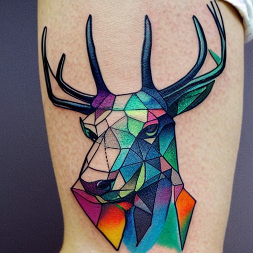 Geometric Deer Head Tattoo