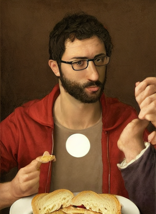 prompthunt: realistic portrait of danny mondello eating a sandwich ...