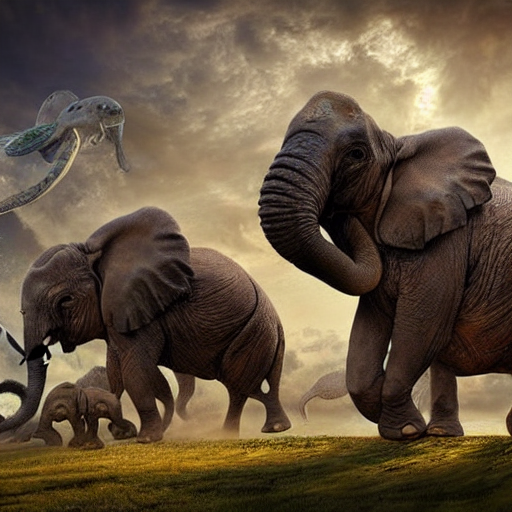 lippen Bedachtzaam chaos prompthunt: Great A'Tuin the Giant Star Turtle carrying four giant elephants  who carry the Discworld, epic fantasy art in hyper realistic photograph
