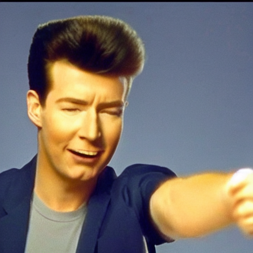 prompthunt: rick roll, never gonna let you down, music video