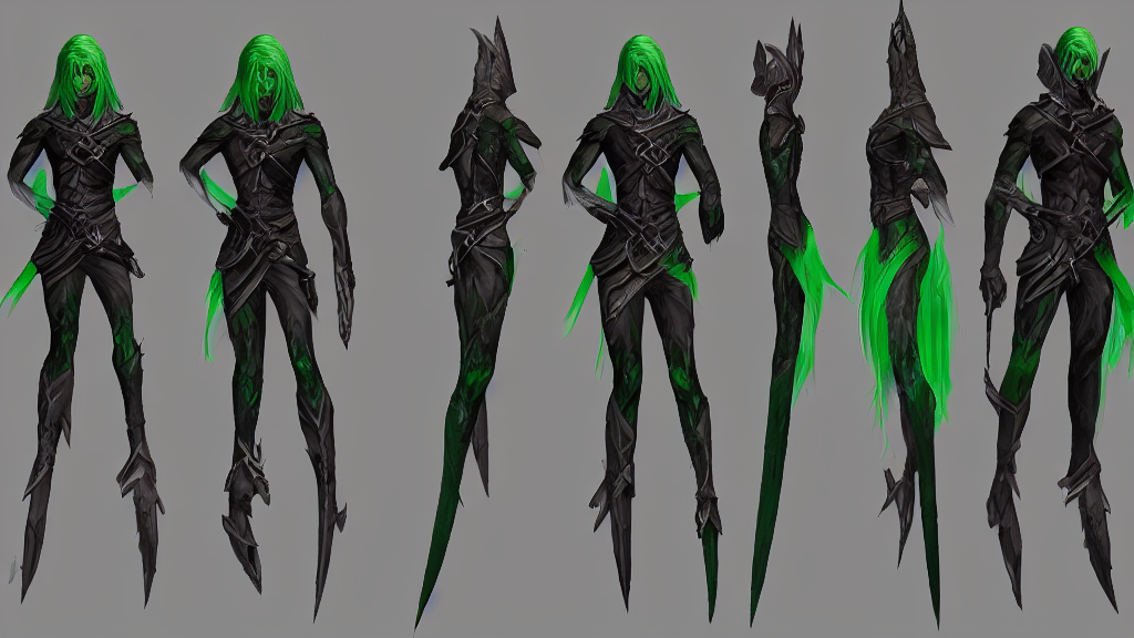 prompthunt: a fantasy green haired male drow elf assassin character ...