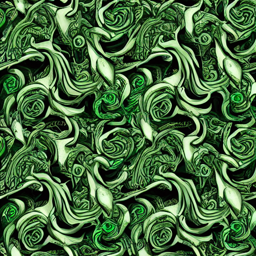 prompthunt: green dragon surrounded by rose pattern, by mc escher,  intricate, elegant