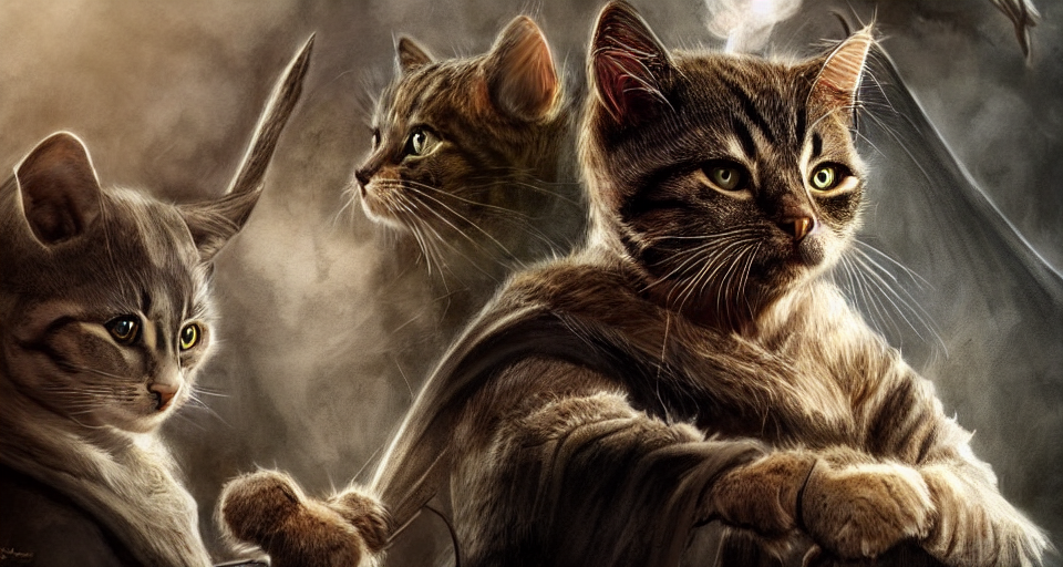 prompthunt if cats were lord of the rings characters, lotr, cats, cats