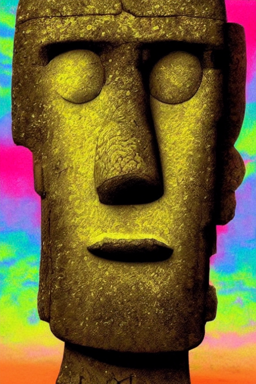 caricature cartoon moai statue popart slap face, Stable Diffusion