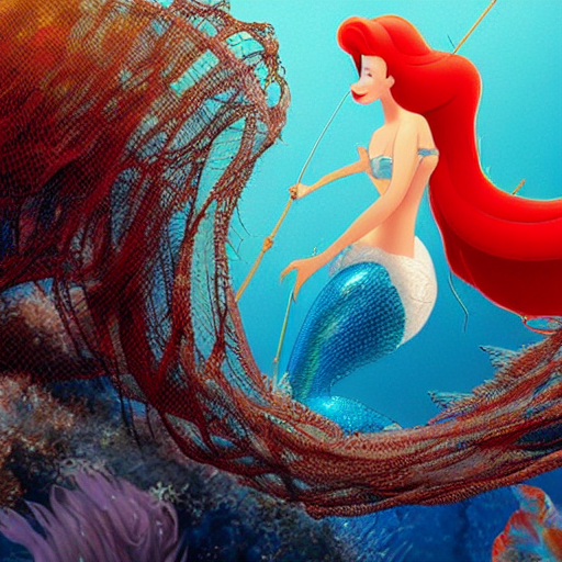 prompthunt: disney poster of the little mermaid ariel trapped in a
