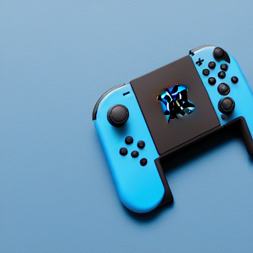 prompthunt: Dark Blue Nintendo Switch controller that looks like the iOS  emoji and has the same colors, 3D clay render, 4k UHD, light blue  background, isometric top down left view, diffuse lighting,