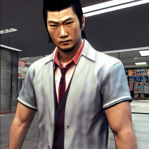 Yakuza 6 Kiryu as a Walmart Greeter, highly detailed, HDR