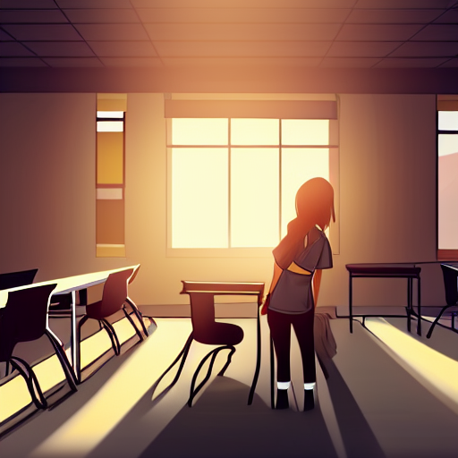 Premium AI Image  Anime Classroom Background without People at Sunset in  The Afternoon Scene