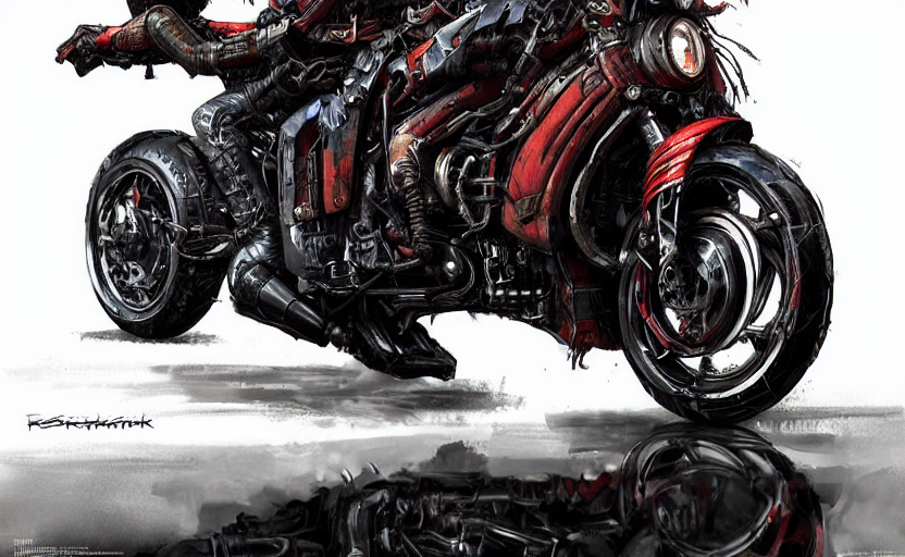 prompthunt: Cyberpunk yamaha motorcycle. By Konstantin Razumov, horror  scene, highly detailded