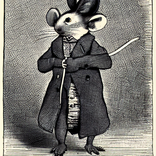 prompthunt: illustration of a mouse wearing a Victorian suit. In