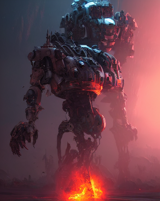 a portrait of a dark sci fi undead mech wearing carrying a massive rotting great sword, cinematic lighting, smooth, dark sci fi, unreal engine, octane render, by blizzard studios, golden rule, subject in center of frame, fog volumes, vivid color glow, cgsociety