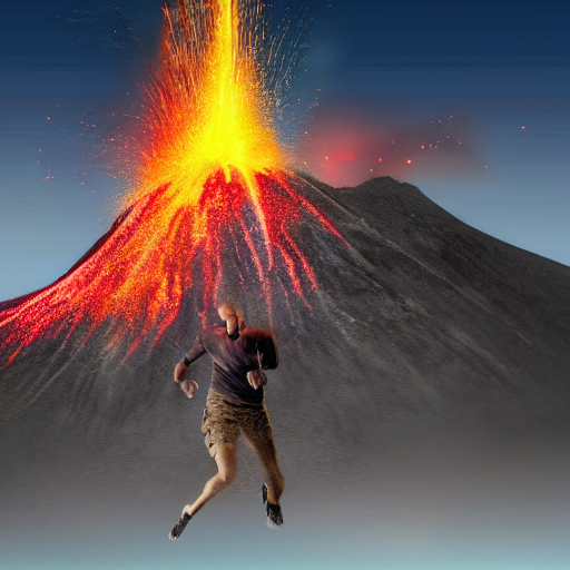 prompthunt: Mr Beast jumping into a volcano, hyper realistic, HD