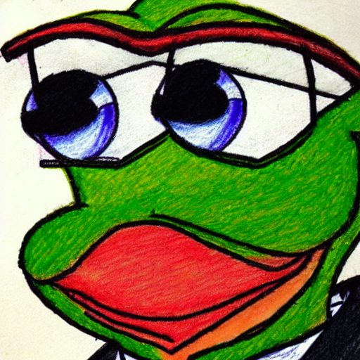 pepe the frog from 4chan smirking, coloured pencil sketch in the style of matt furie feels good man, shadows, cool, hand drawn