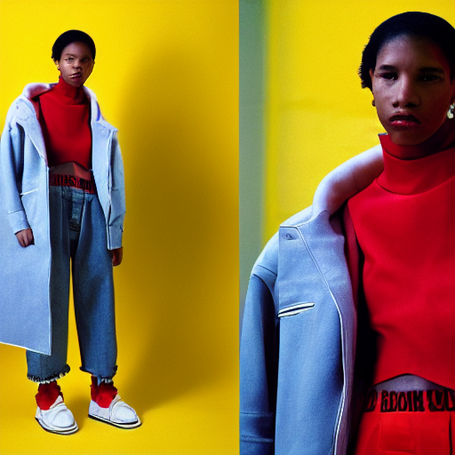 prompthunt: realistic photoshooting for a new balenciaga lookbook, color  film photography, portrait of a beautiful woman, model wearing a workwear  jacket, by photo in style of Tyler Mitchell, 35mm,